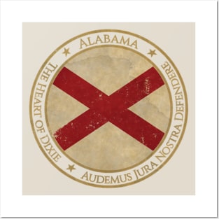 Vintage Alabama State USA United States of America American Flag Posters and Art